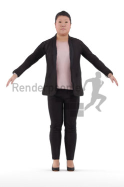 Rigged 3D People model for Maya and Cinema 4D – asian woman in business look