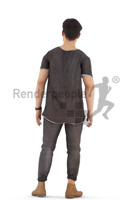 3d people casual, animated man standing and idling