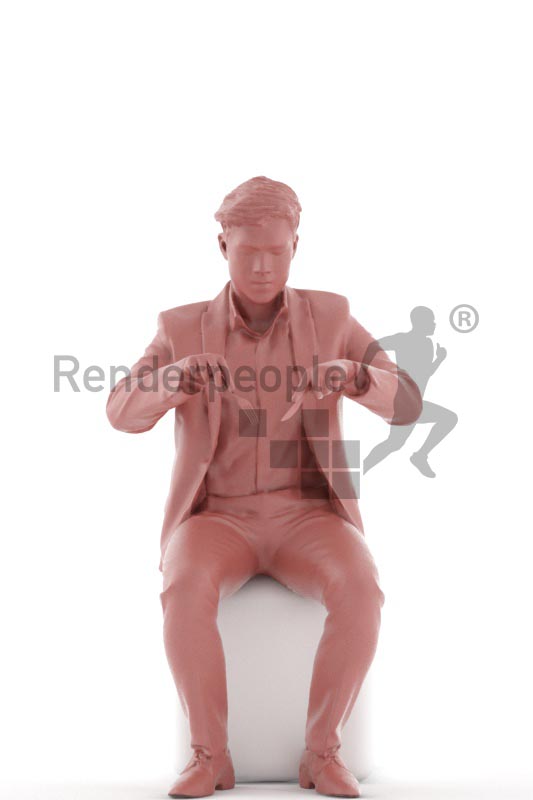 3d people business, asian 3d man sitting and eating dinner