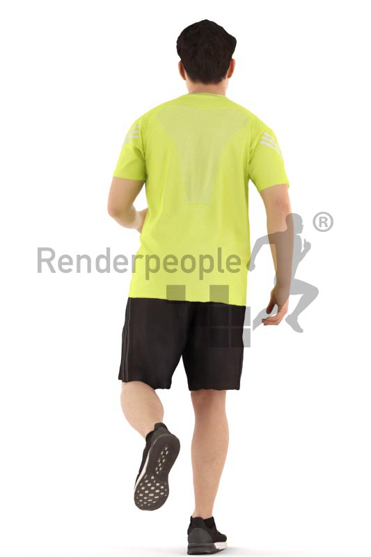 3d people sports, asian 3d man running
