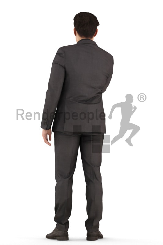 3d people business, asian 3d man standing and shaking hands