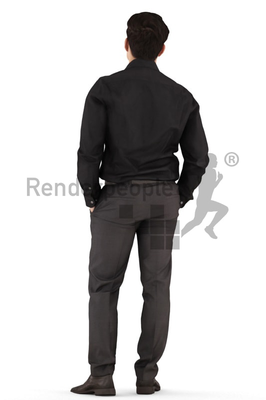 3d people business, asian 3d man standing with his hands in his pokets