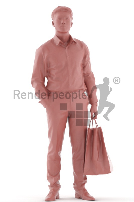 3d people business, asian 3d man standing with bags