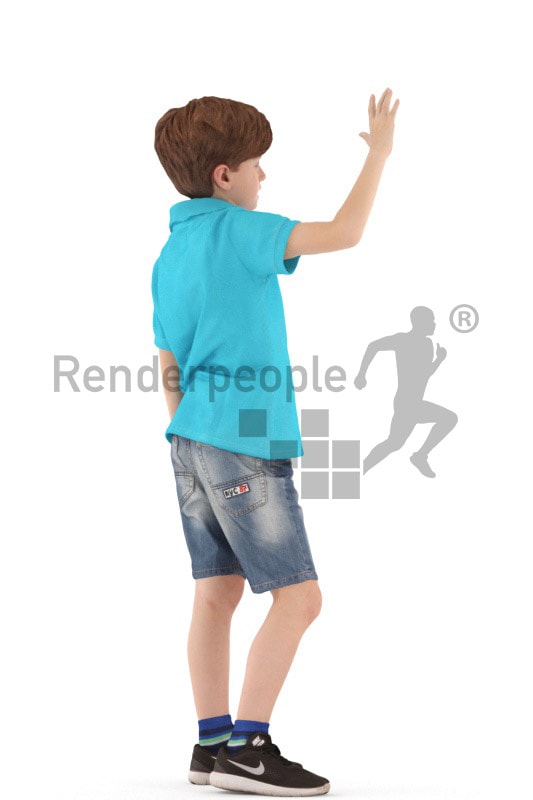 3d people casual, white 3d kid waving