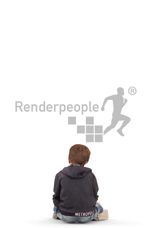 3d people casual, white 3d kid sitting and drawing