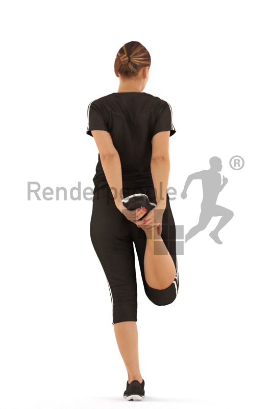 3d people sports, white 3d woman stretching