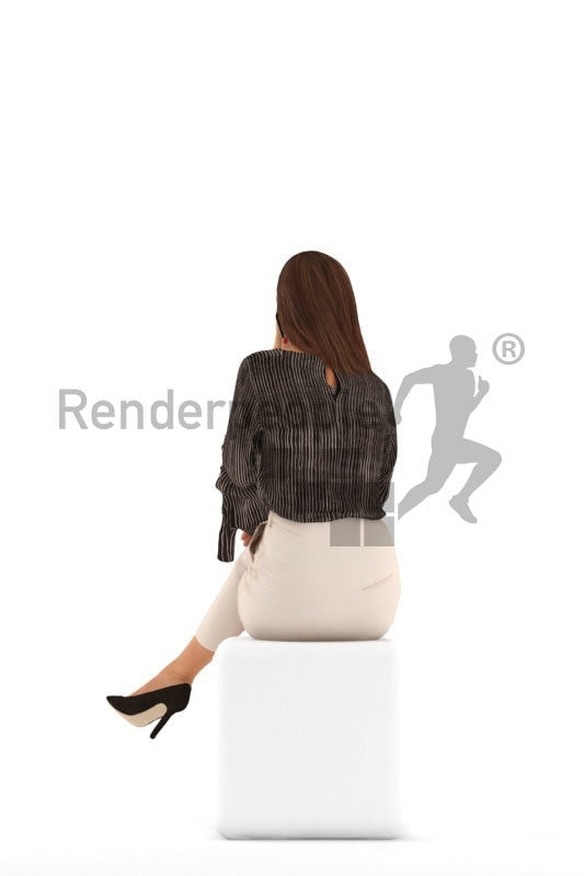 3d people event, white 3d man sitting and calling somebody