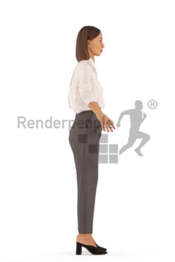 3d people business, rigged white woman in A Pose