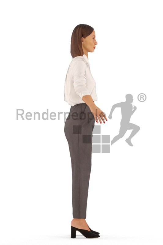 3d people business, rigged white woman in A Pose