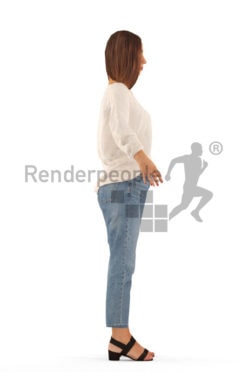 3d people casual, rigged white woman in A Pose