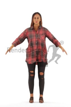 Rigged human 3D model by Renderpeople – european woman, casual style