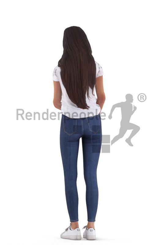 Animated 3D People model for 3ds Max and Maya – european female in daily look, standing