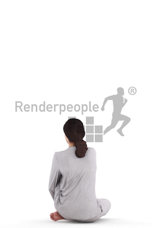 3D People model for 3ds Max and Maya  – white woman, sitting on the floor