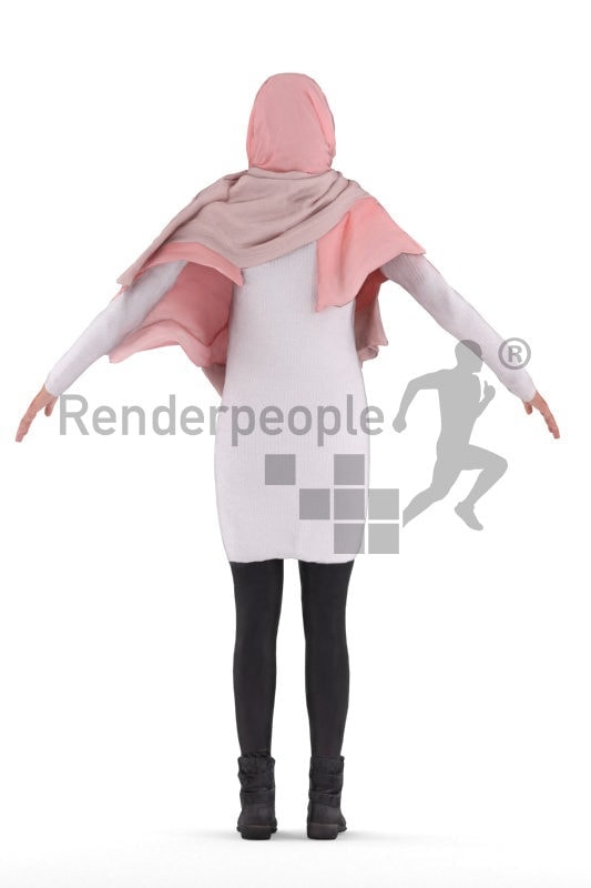 Rigged 3D People model for Maya and Cinema 4D – casual, woman with hijab