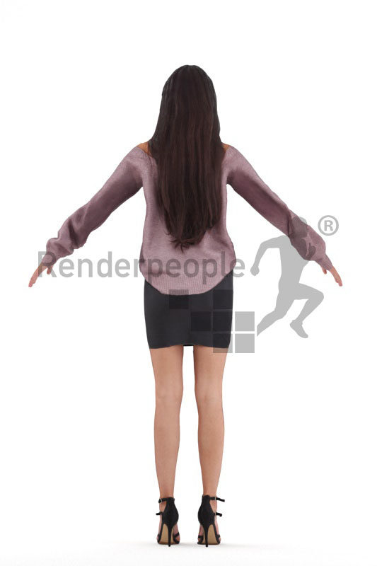 Rigged 3D People model for Maya and Cinema 4D – young woman in event look