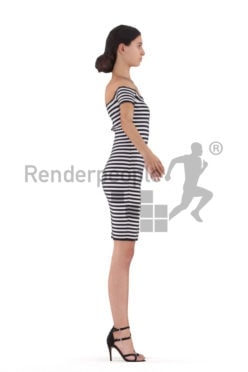 Rigged 3D People model for Maya and 3ds Max – european woman, event dress