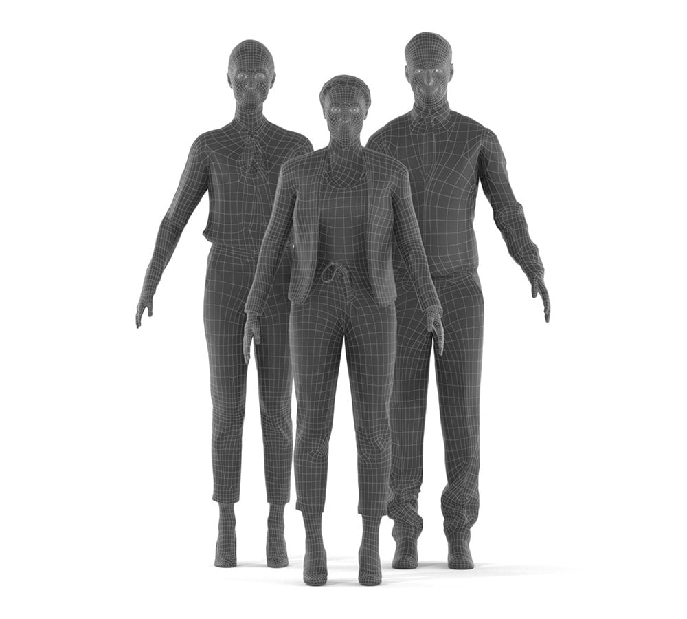 Scanned rigged 3D People models. Ready for animation. Free of charge.
